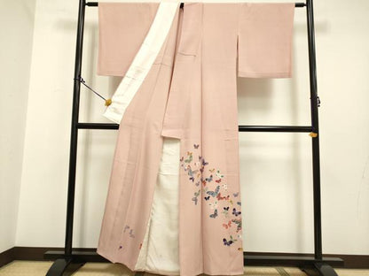 平和屋着物▽色留訪問着 単衣 手描き 舞蝶文 正絹 逸品 DAAP7478du