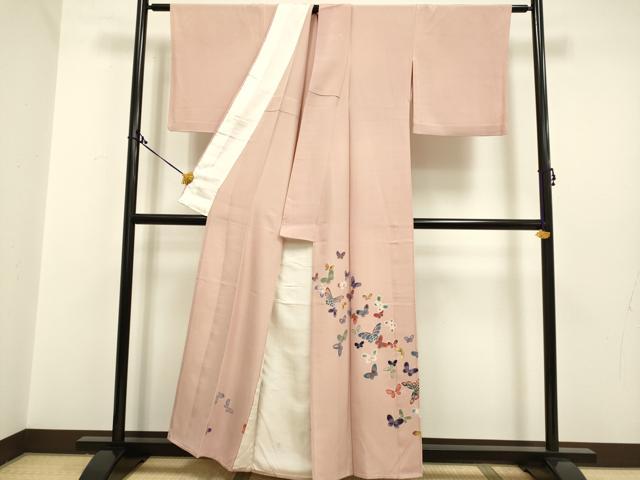 平和屋着物▽色留訪問着 単衣 手描き 舞蝶文 正絹 逸品 DAAP7478du