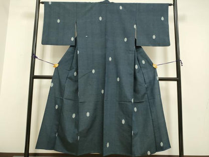 平和屋着物▽上質な紬 単衣 亀甲文 正絹 逸品 DAAP7479du