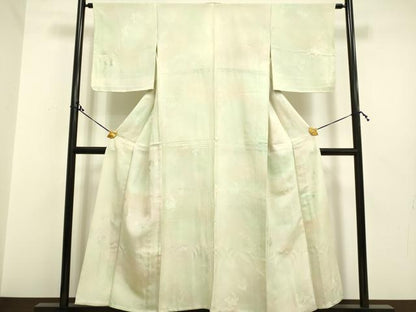 平和屋着物▽上質な小紋　単衣　枝花地紋　暈し染め　正絹　逸品　DAAP7480du