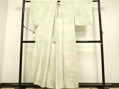 平和屋着物▽上質な小紋　単衣　枝花地紋　暈し染め　正絹　逸品　DAAP7480du