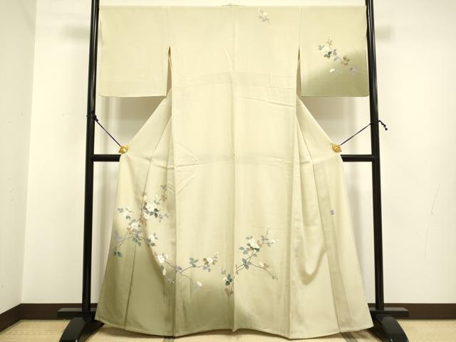 平和屋着物▽訪問着 単衣 友禅 作家物 枝花文 暈し染め 正絹 逸品 DAAP7482du