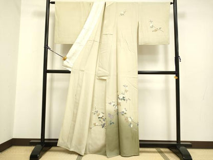平和屋着物▽訪問着 単衣 友禅 作家物 枝花文 暈し染め 正絹 逸品 DAAP7482du