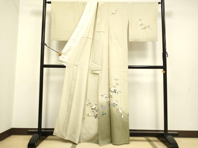 平和屋着物▽訪問着 単衣 友禅 作家物 枝花文 暈し染め 正絹 逸品 DAAP7482du