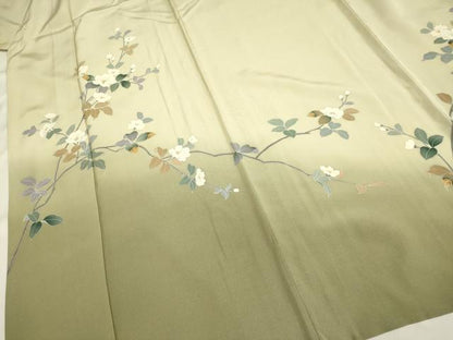 平和屋着物▽訪問着 単衣 友禅 作家物 枝花文 暈し染め 正絹 逸品 DAAP7482du
