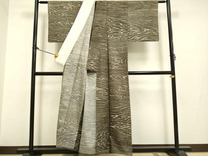 平和屋着物▽上質な紬 単衣 霞文 正絹 逸品 DAAP7506du