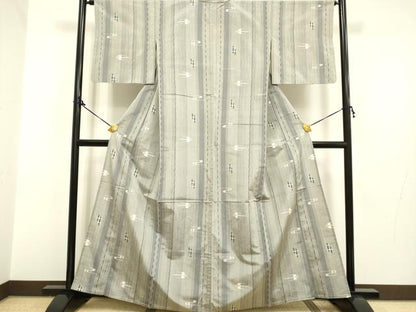 平和屋着物▽上質な紬 単衣 琉球絣文様 正絹 逸品 DAAP7510du