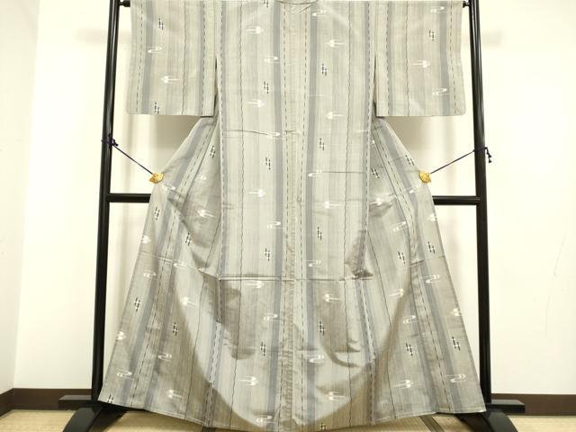 平和屋着物▽上質な紬 単衣 琉球絣文様 正絹 逸品 DAAP7510du