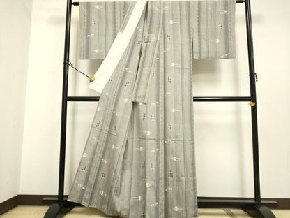 平和屋着物▽上質な紬 単衣 琉球絣文様 正絹 逸品 DAAP7510du