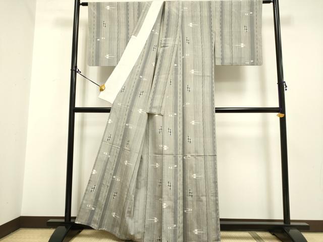 平和屋着物▽上質な紬 単衣 琉球絣文様 正絹 逸品 DAAP7510du