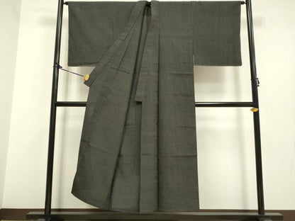平和屋着物▽男性 本塩沢 単衣 蚊絣 黒地 正絹 逸品 DAAP7511du