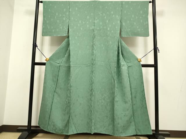 平和屋着物▽上質な色無地 単衣 樹林地紋 暗い薄青色 正絹 逸品 DAAP7512du