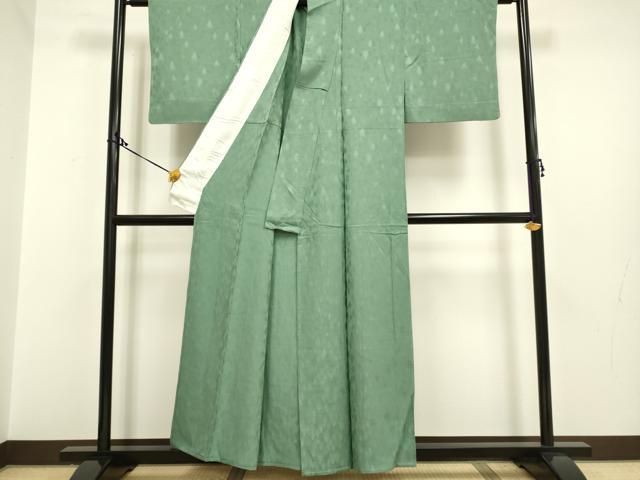平和屋着物▽上質な色無地 単衣 樹林地紋 暗い薄青色 正絹 逸品 DAAP7512du