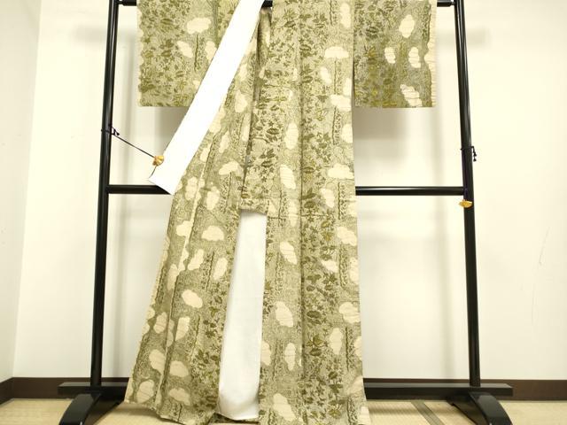平和屋着物▽上質な紬 単衣 洋花文 正絹 逸品 DAAP7513du