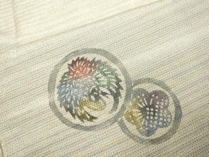平和屋着物▽本塩沢 訪問着 単衣 作家物 やまだ織 型染 花鳥丸文 正絹 逸品 DAAP7514du