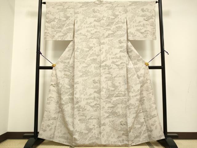 平和屋着物▽創業460年・千總 訪問着 単衣 刺繍 手描き 人物風景文 正絹 逸品 DAAP7515du