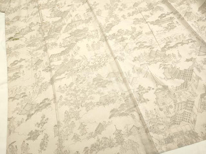 平和屋着物▽創業460年・千總 訪問着 単衣 刺繍 手描き 人物風景文 正絹 逸品 DAAP7515du