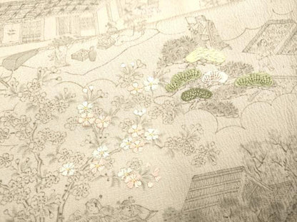 平和屋着物▽創業460年・千總 訪問着 単衣 刺繍 手描き 人物風景文 正絹 逸品 DAAP7515du