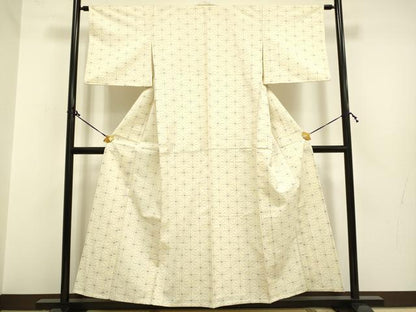 平和屋着物▽上質な紬 単衣 麻の葉文様 正絹 逸品 DAAP7516du