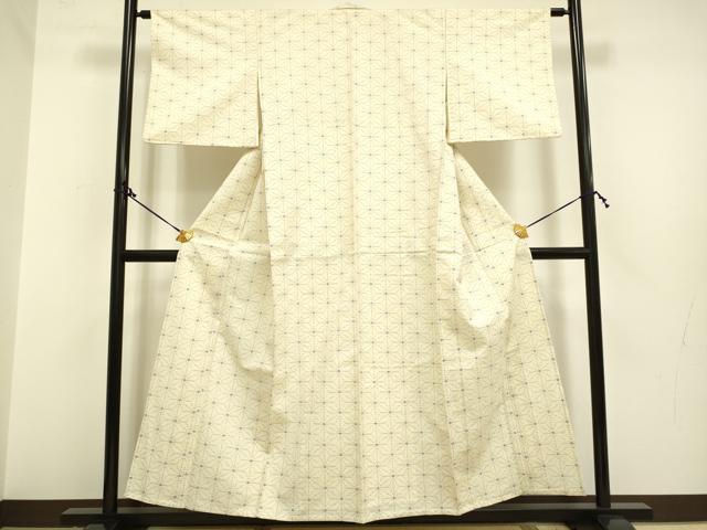 平和屋着物▽上質な紬 単衣 麻の葉文様 正絹 逸品 DAAP7516du