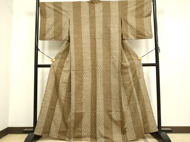 平和屋着物▽上質な紬 単衣 間道 正絹 逸品 DAAP7518du