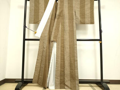 平和屋着物▽上質な紬 単衣 間道 正絹 逸品 DAAP7518du