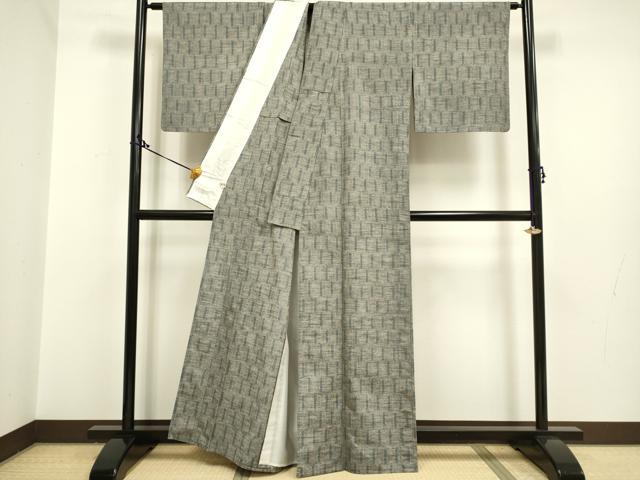 平和屋着物▽上質な紬 単衣 変わり縞 まるやま扱い 正絹 逸品 DAAP7520du