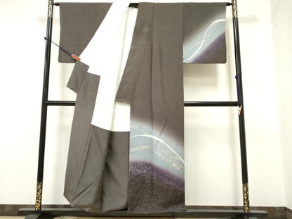 平和屋着物●染色家 岸上純平 訪問着 草花文 暈し染め 正絹 逸品 DAAP7817yyy