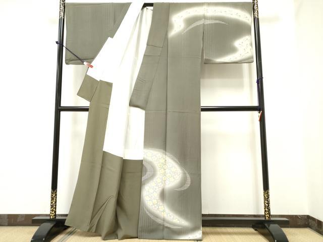 平和屋着物●訪問着　湯谷文雄　刺繍　舞桜文　暈し染め　金糸　正絹　逸品　DAAP7824yyy
