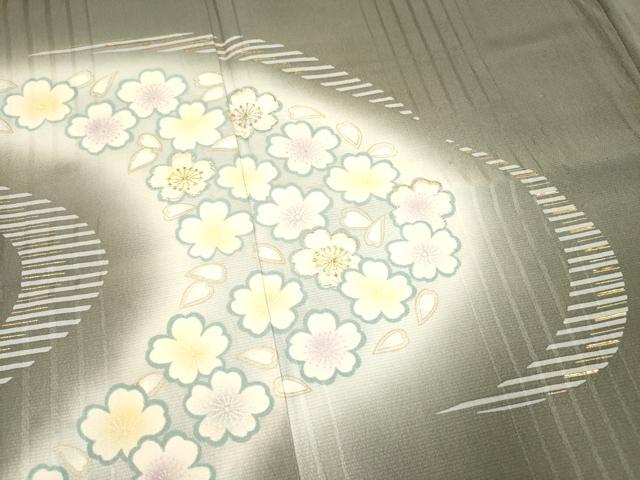 平和屋着物●訪問着　湯谷文雄　刺繍　舞桜文　暈し染め　金糸　正絹　逸品　DAAP7824yyy
