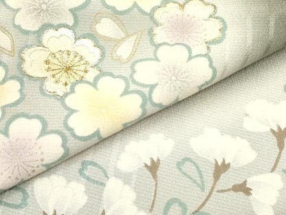 平和屋着物●訪問着　湯谷文雄　刺繍　舞桜文　暈し染め　金糸　正絹　逸品　DAAP7824yyy