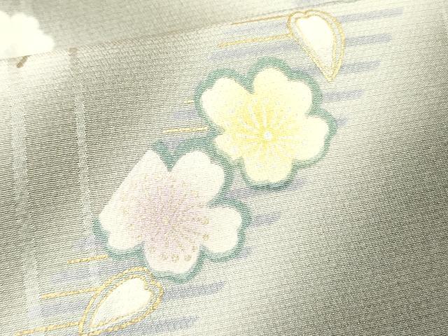 平和屋着物●訪問着　湯谷文雄　刺繍　舞桜文　暈し染め　金糸　正絹　逸品　DAAP7824yyy