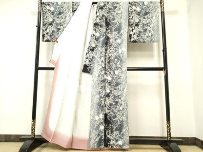 平和屋着物●上質な小紋 草花文 暈し染め 正絹 逸品 DAAP7839yyy