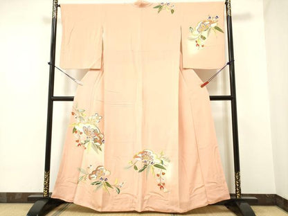 平和屋着物●訪問着 駒刺繍 松取り枝花文 暈し染め 金彩 鬼しぼ縮緬 正絹 逸品 DAAP7846yyy