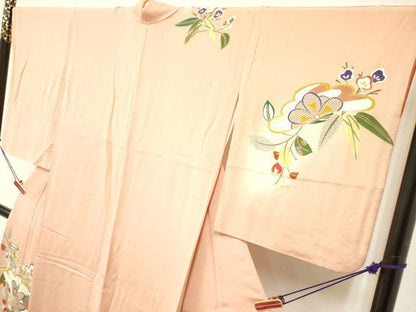 平和屋着物●訪問着 駒刺繍 松取り枝花文 暈し染め 金彩 鬼しぼ縮緬 正絹 逸品 DAAP7846yyy