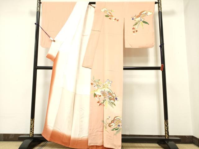 平和屋着物●訪問着 駒刺繍 松取り枝花文 暈し染め 金彩 鬼しぼ縮緬 正絹 逸品 DAAP7846yyy