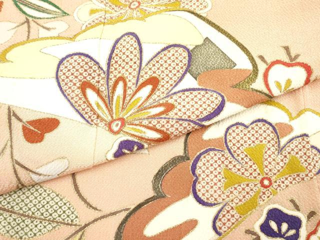平和屋着物●訪問着 駒刺繍 松取り枝花文 暈し染め 金彩 鬼しぼ縮緬 正絹 逸品 DAAP7846yyy