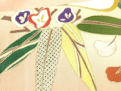 平和屋着物●訪問着 駒刺繍 松取り枝花文 暈し染め 金彩 鬼しぼ縮緬 正絹 逸品 DAAP7846yyy