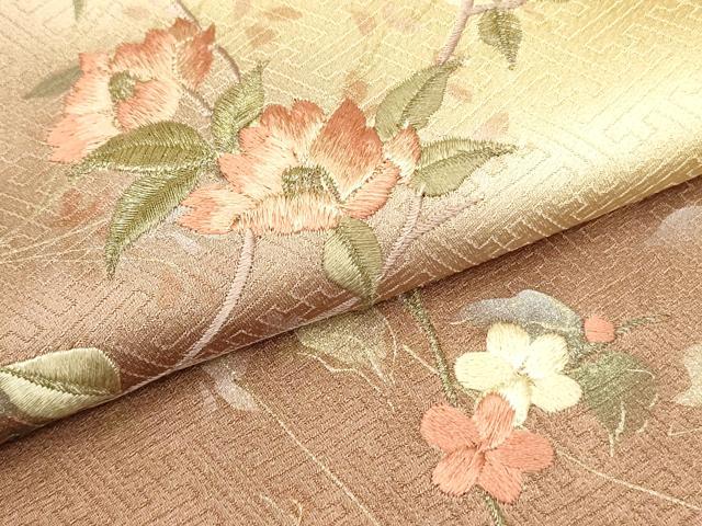 平和屋着物●訪問着 刺繍 草花文 暈し染め 金彩 正絹 逸品 DAAP7858yyy