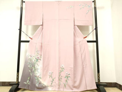 平和屋着物●藍墨作家 木田慎一 訪問着 手描き 草花文 暈し染め 正絹 逸品 DAAP7887yyy
