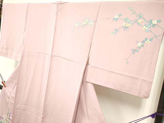 平和屋着物●藍墨作家 木田慎一 訪問着 手描き 草花文 暈し染め 正絹 逸品 DAAP7887yyy