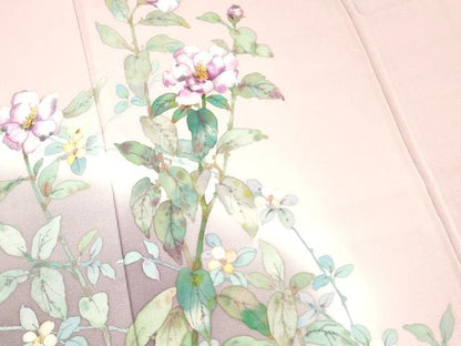 平和屋着物●藍墨作家 木田慎一 訪問着 手描き 草花文 暈し染め 正絹 逸品 DAAP7887yyy