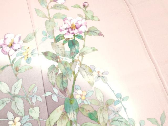 平和屋着物●藍墨作家 木田慎一 訪問着 手描き 草花文 暈し染め 正絹 逸品 DAAP7887yyy