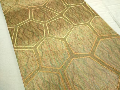 平和屋着物■六通柄袋帯　石畳文　金糸　正絹　逸品　DAAP8558sf