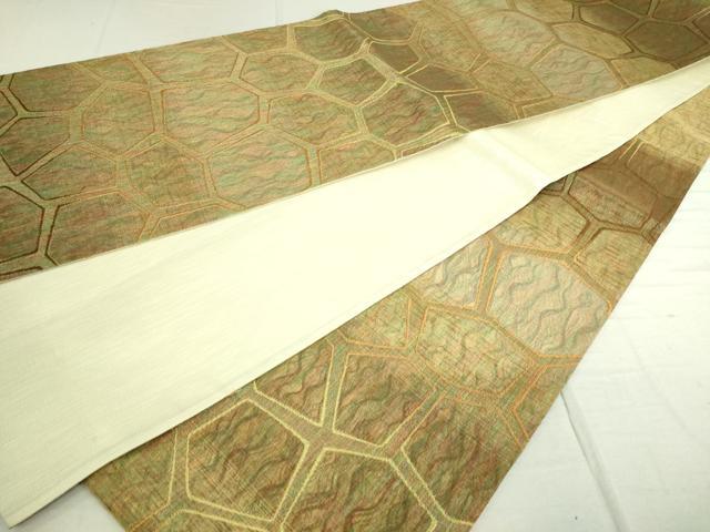 平和屋着物■六通柄袋帯　石畳文　金糸　正絹　逸品　DAAP8558sf