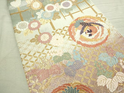 平和屋着物■六通柄袋帯　唐織　鳳凰花丸文　金糸　正絹　逸品　DAAP8573sf