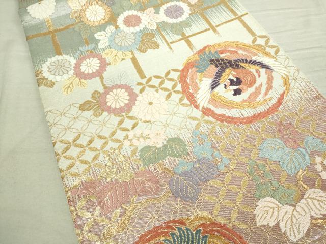 平和屋着物■六通柄袋帯　唐織　鳳凰花丸文　金糸　正絹　逸品　DAAP8573sf