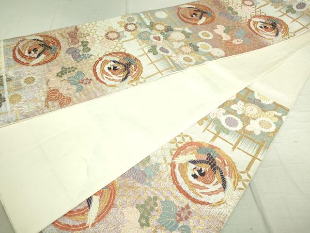 平和屋着物■六通柄袋帯　唐織　鳳凰花丸文　金糸　正絹　逸品　DAAP8573sf