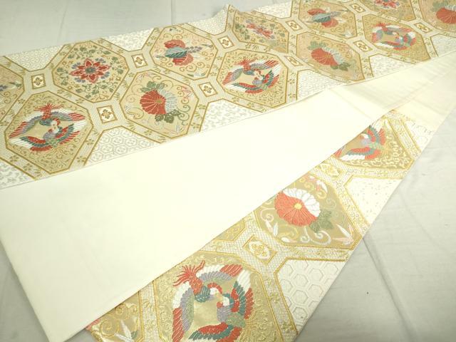 平和屋着物■六通柄袋帯　唐織　蜀江向かい鳥花文　金糸　正絹　逸品　DAAP8578sf