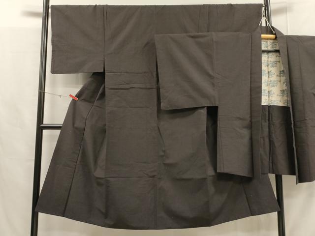 正絹紬アンサンブル 平和屋着物□男性 紬 アンサンブル 黒橡色 正絹 逸品 DAAP9296ma